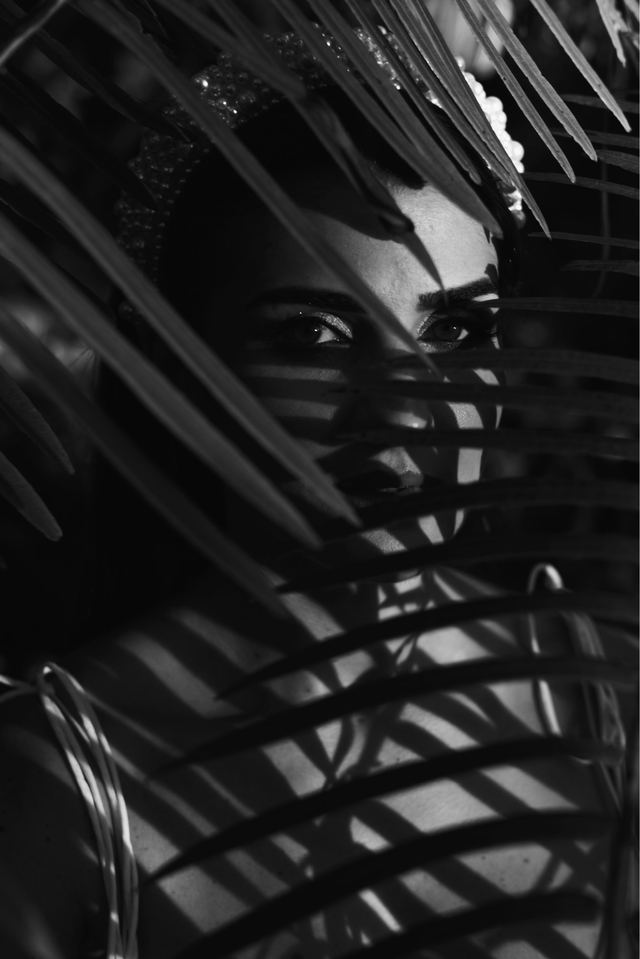 Portrait through fern shadows