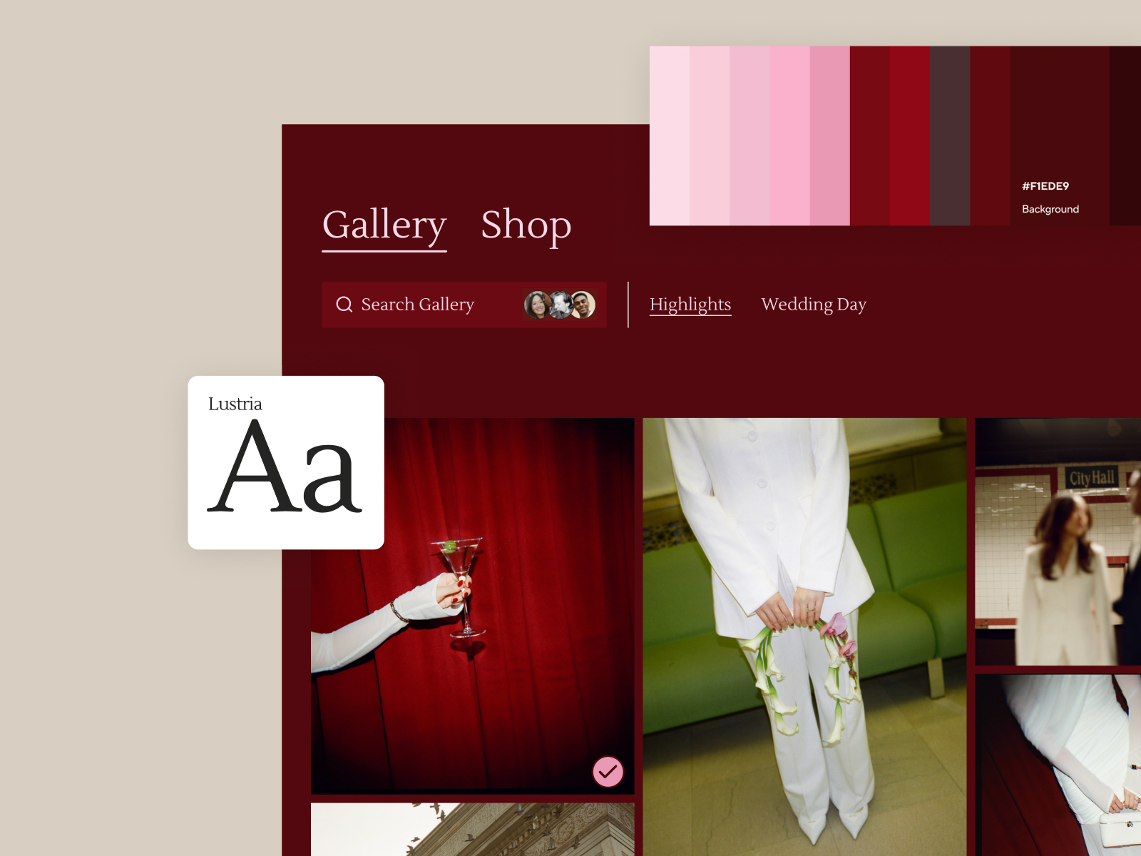 A Pic-Time gallery running a photographer's own colours and fonts