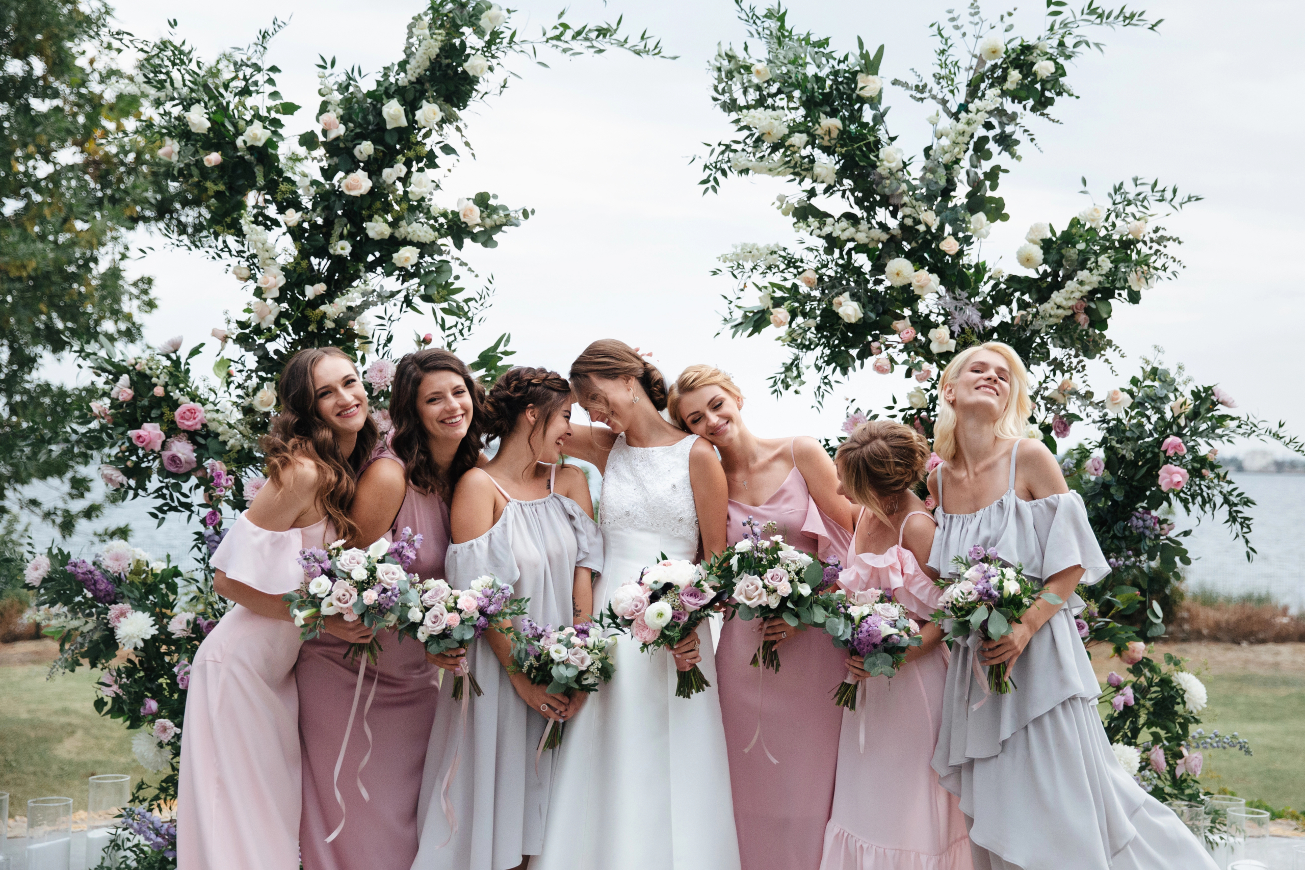 Bridesmaids getting ready on the morning of a wedding